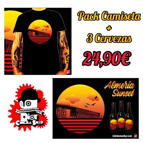 Pack Camiseta + 3 cervezas Almeria Sunset "Cable Inglés"
