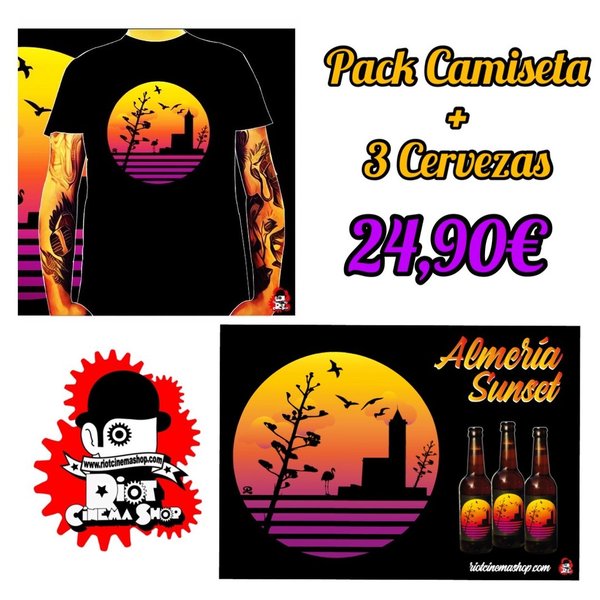 Pack Camiseta + 3 cervezas Almeria Sunset "Iglesia Cabo"